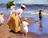 Edward Potthast At the Beach painting